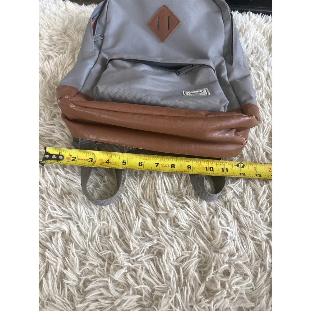 Herschel Supply Co Heritage Backpack Grey‎ Brown Faux Leather Trim 17 inch